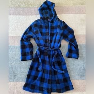 Fuzzy Plaid Hooded Robe